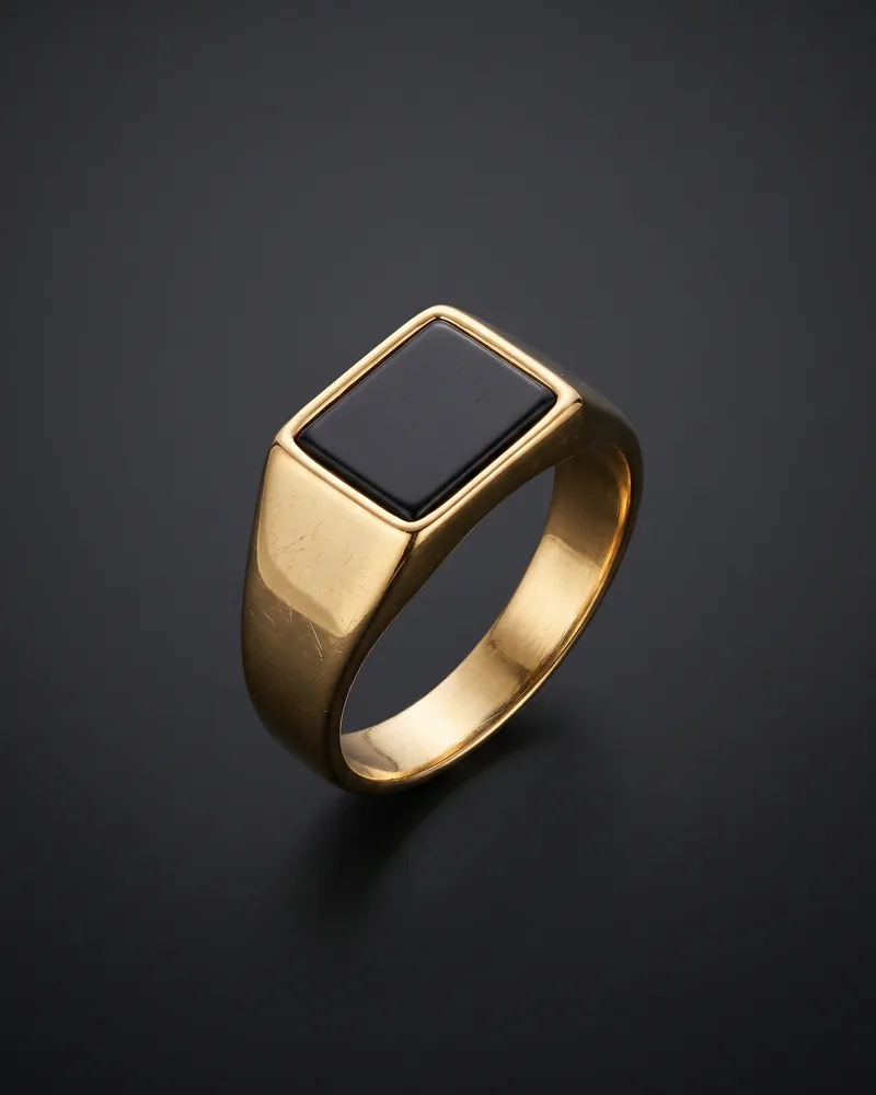 Anillo sello piedra negra